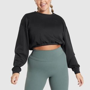 Gymshark x Whitney Cropped Lounge Pullover Black